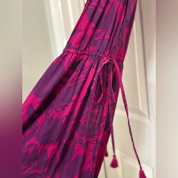 Anthropologie Saturday Sunday Magenta Purple Floral Maxi Dress 100% Cotton SizeS - Picture 5 of 9